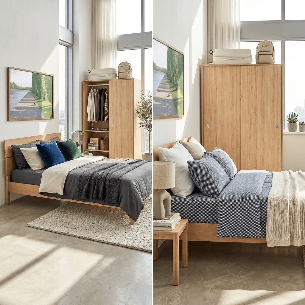 Vline Vienna Bedroom Combo: Sliding Wardrobe and Bed - Altera