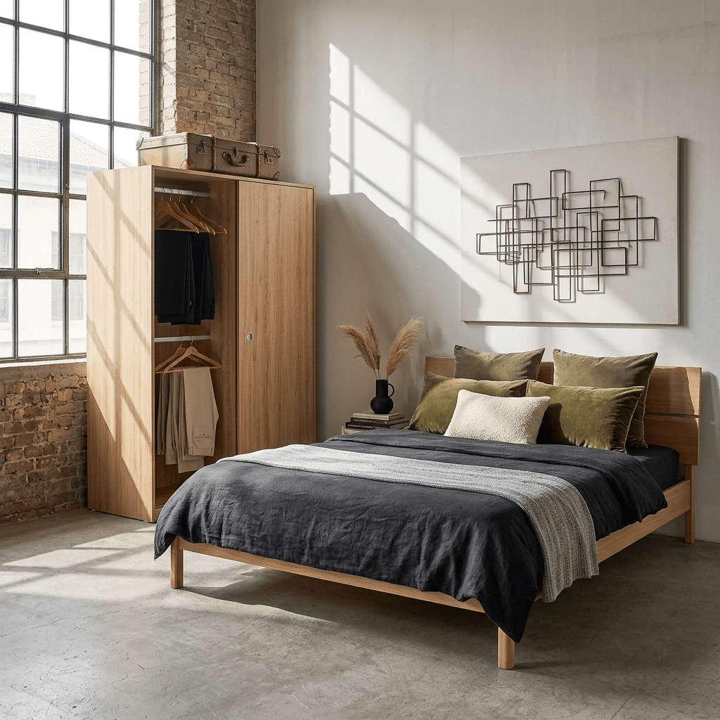 Vline Vienna Bedroom Combo: Sliding Wardrobe and Bed - Altera