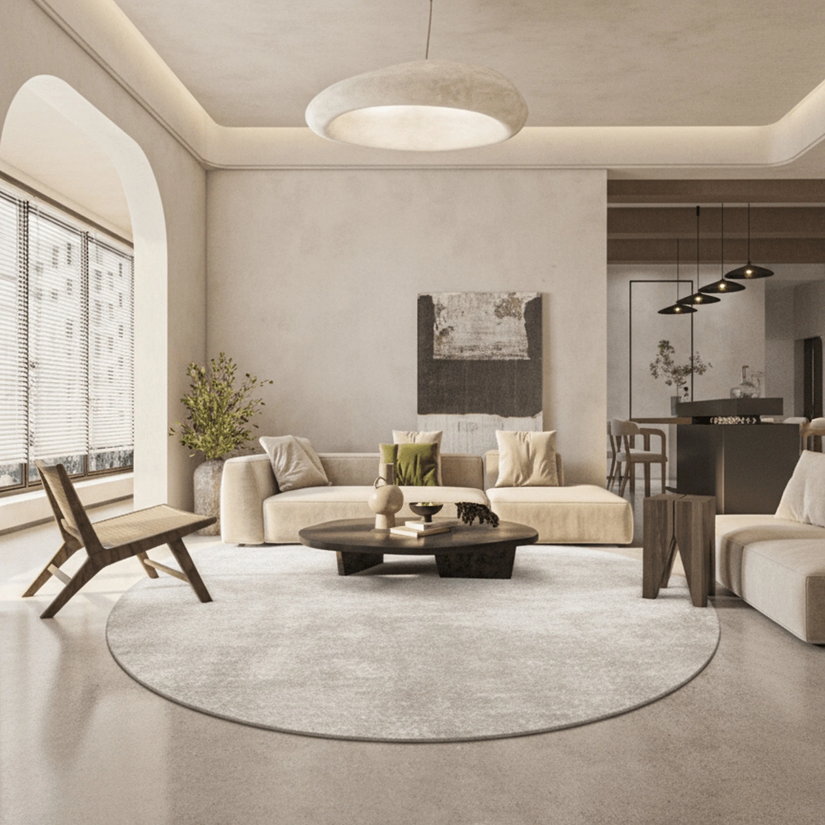 Wabi-Sabi Natural Tone Circular Wool Carpet