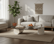 Water Ripple Glass Coffee Table with Stone Base - Altera