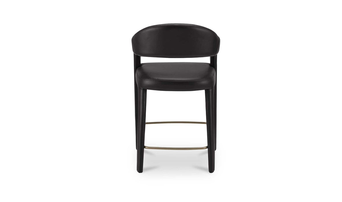 Massa Counter Stool in Black Leather, back view