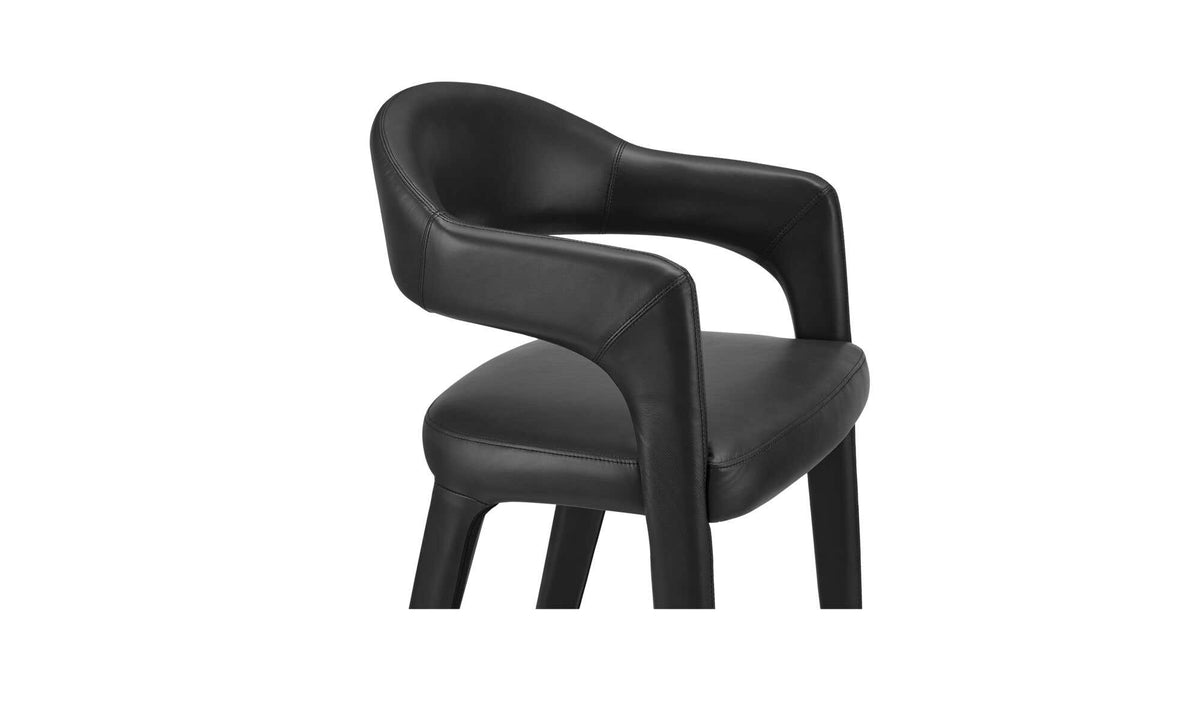 Massa Counter Stool in Black Leather, top grain leather detail, view 2