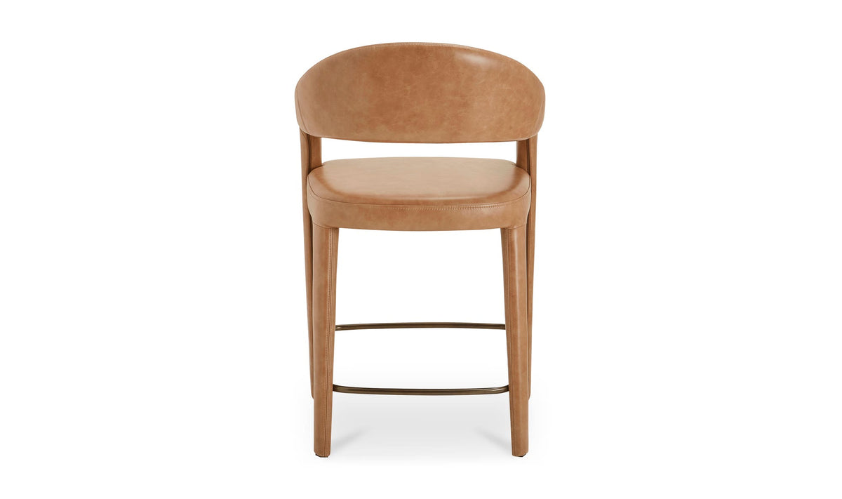 Massa Counter Stool in Brown Leather, back view