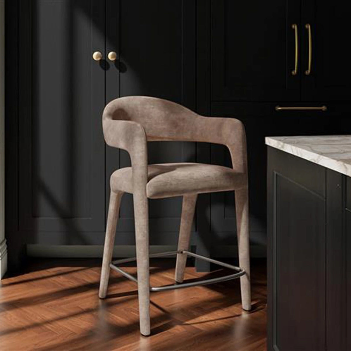Massa Counter Stool in Camel, styled in a living room
