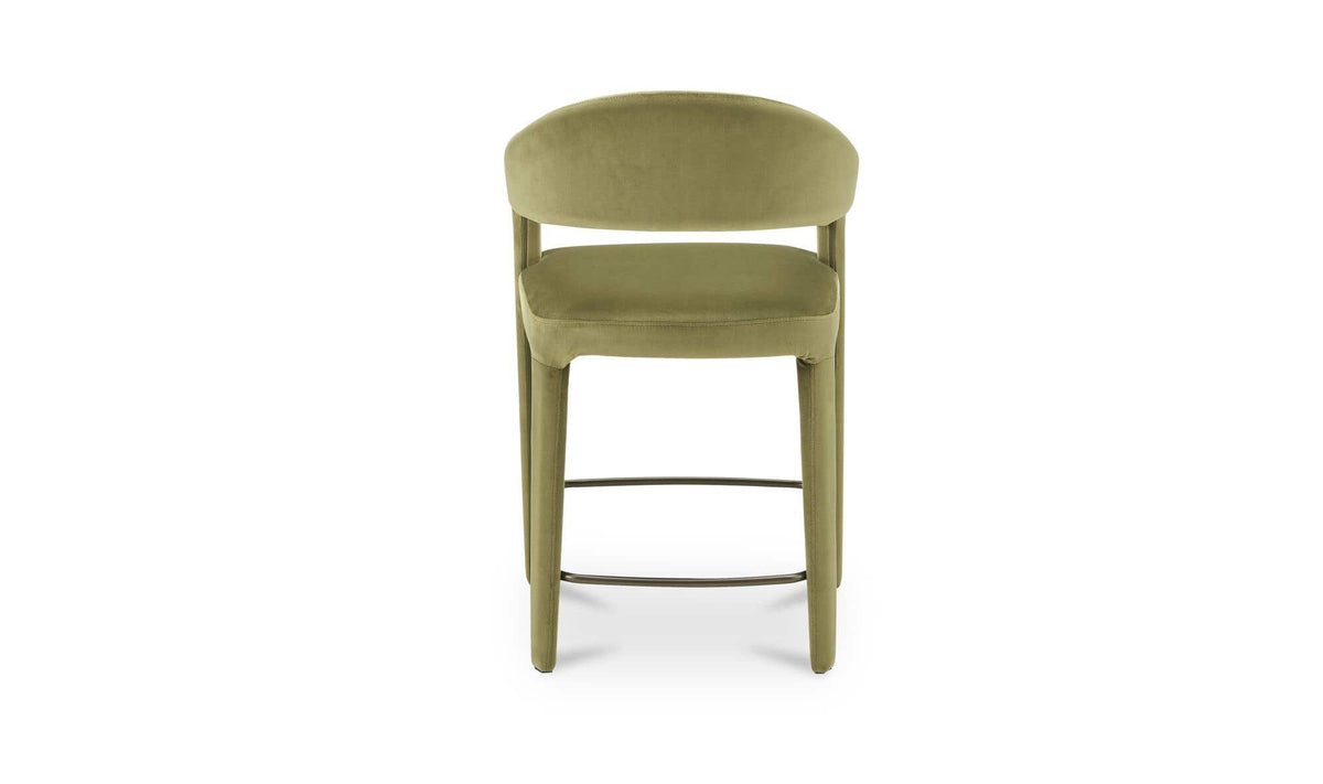 Massa Counter Stool in Green Velvet, back view