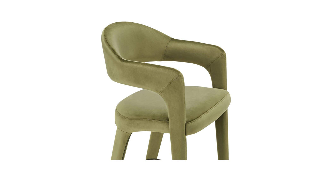 Massa Counter Stool in Green Velvet, polyester detail, view 2