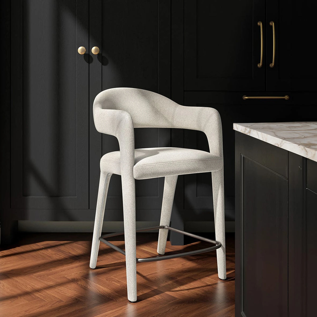 Massa Counter Stool in Beige, styled in a living room
