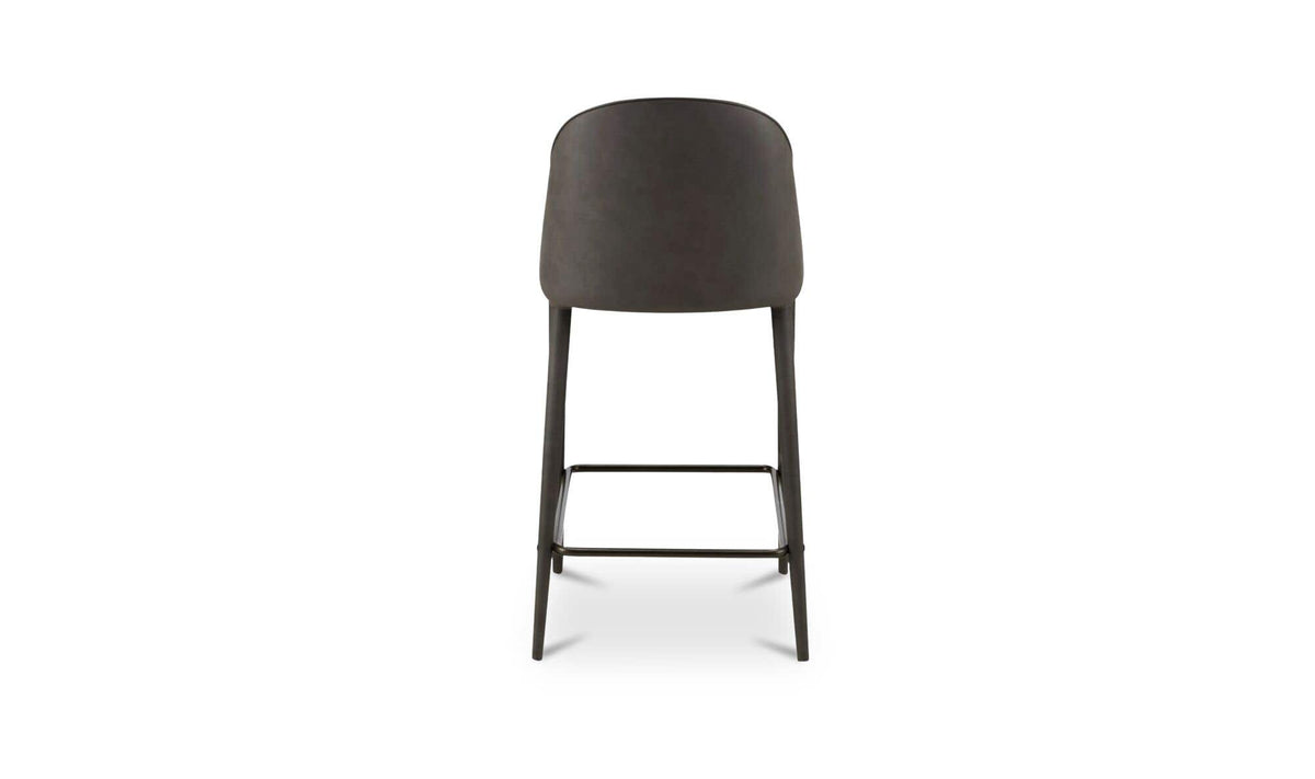 Bormio Counter Stool in Grey Vegan Leather, back view