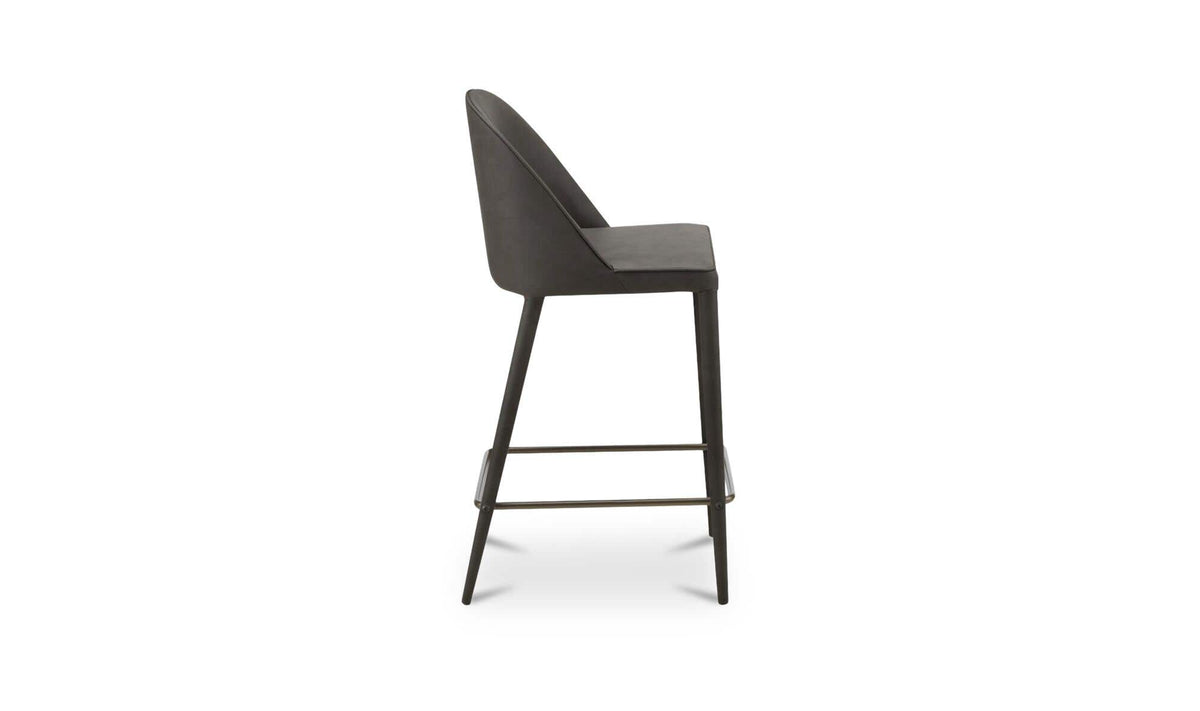 Bormio Counter Stool in Grey Vegan Leather, side profile