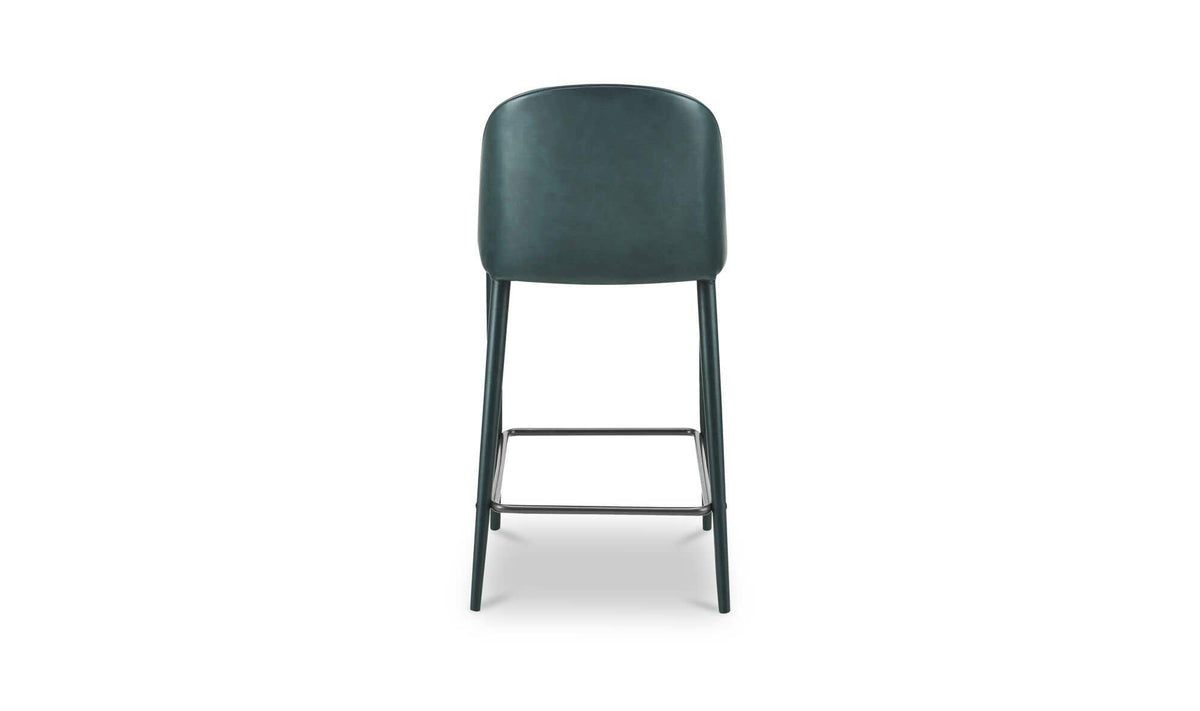 Bormio Counter Stool in Dark Teal Vegan Leather, back view