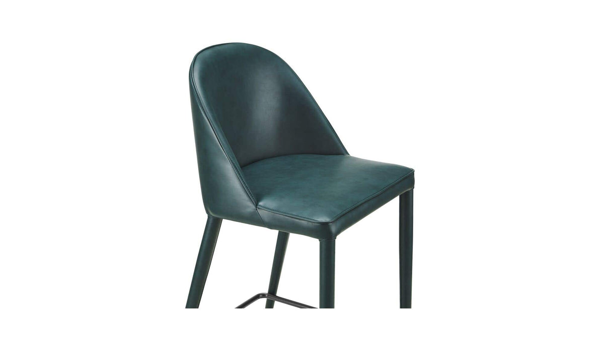Bormio Counter Stool in Dark Teal Vegan Leather, polyester detail, view 2