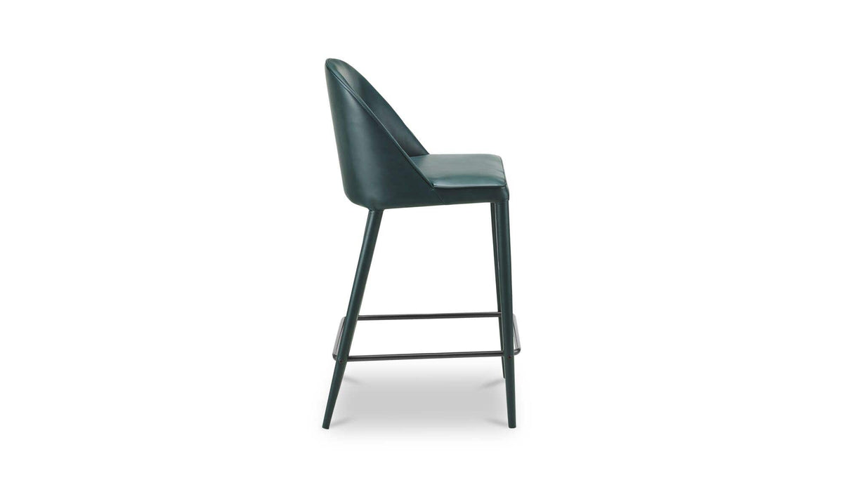 Bormio Counter Stool in Dark Teal Vegan Leather, side profile