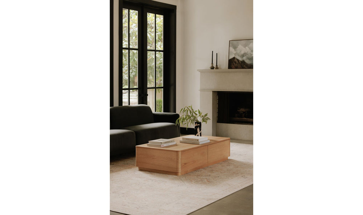 Ostuni Coffee Table in Natural Oak — styled in a living room
