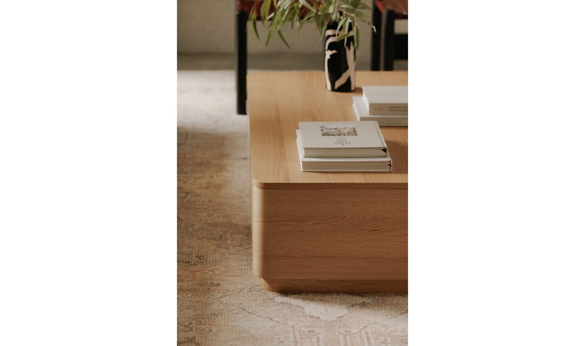 Ostuni Coffee Table in Natural Oak — styled in a living room