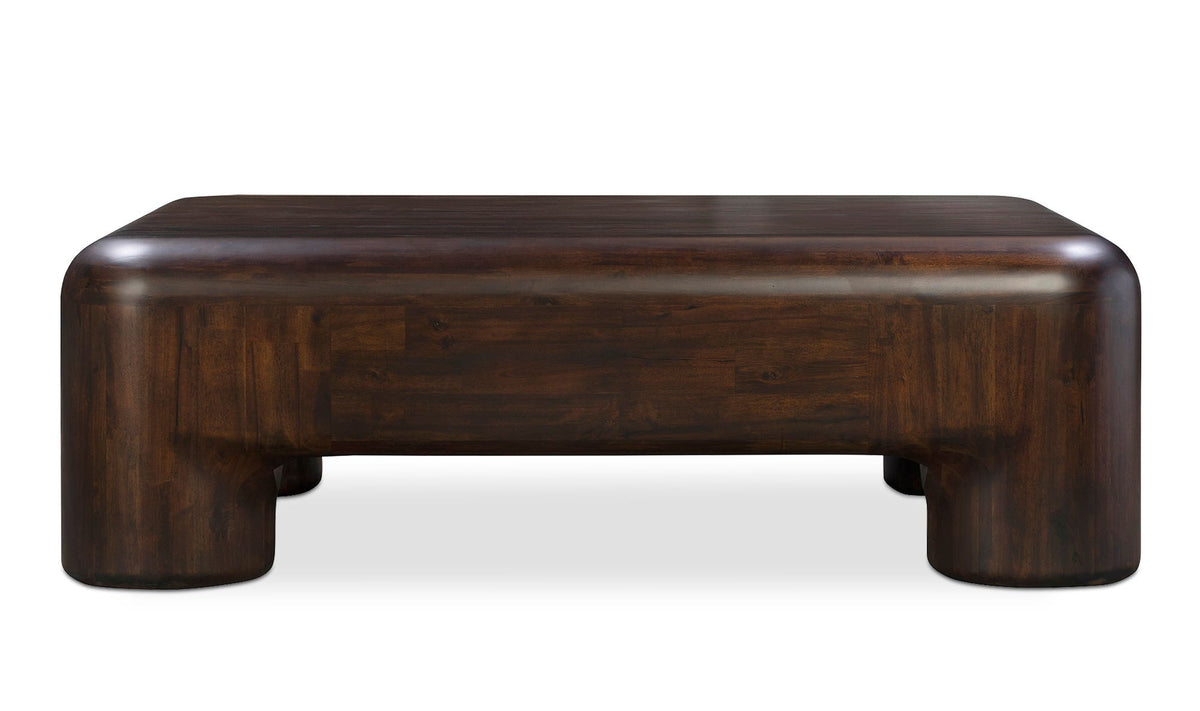 Redruth Coffee Table in Dark Brown — solid acacia, 50" × 40"