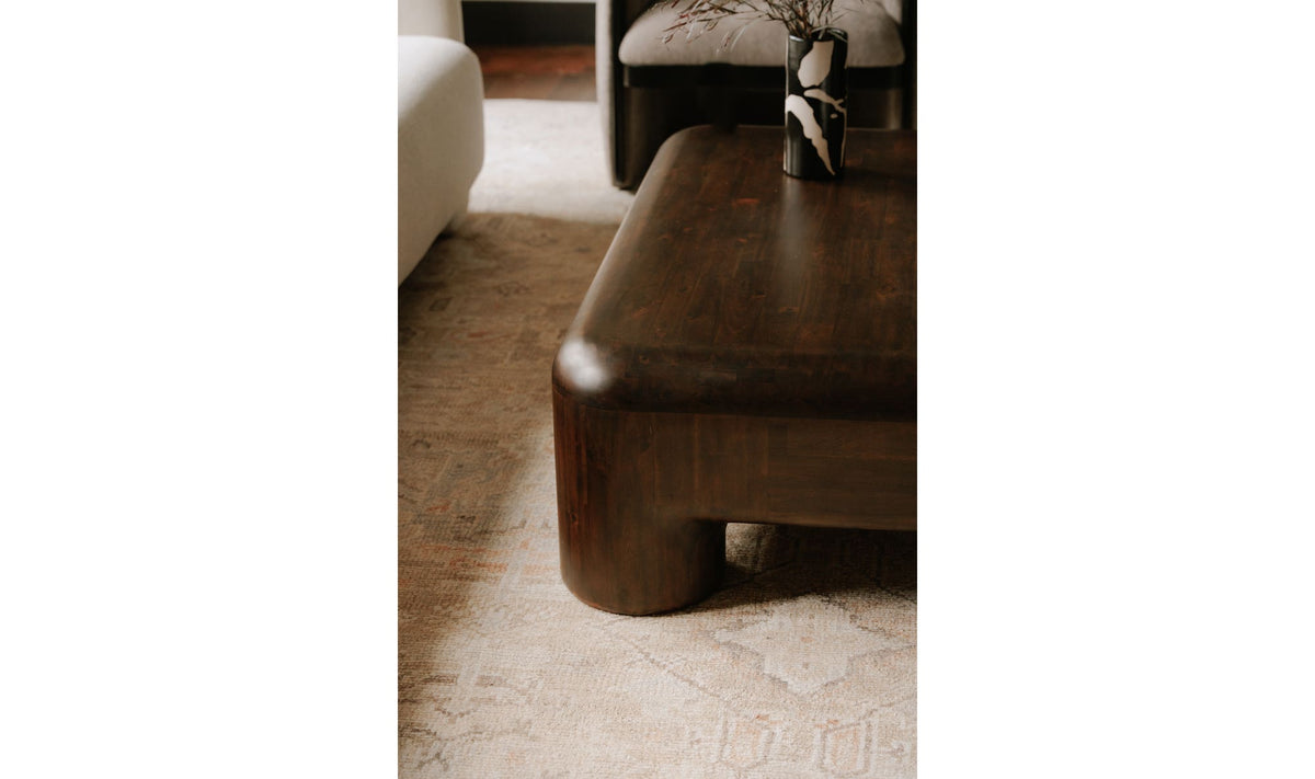 Redruth Coffee Table in Dark Brown — styled in a living room