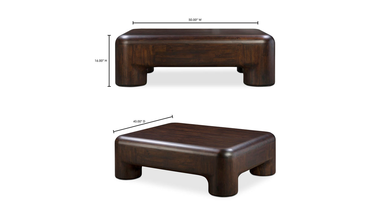 Redruth Coffee Table in Dark Brown — dimensions diagram, 50" × 40"
