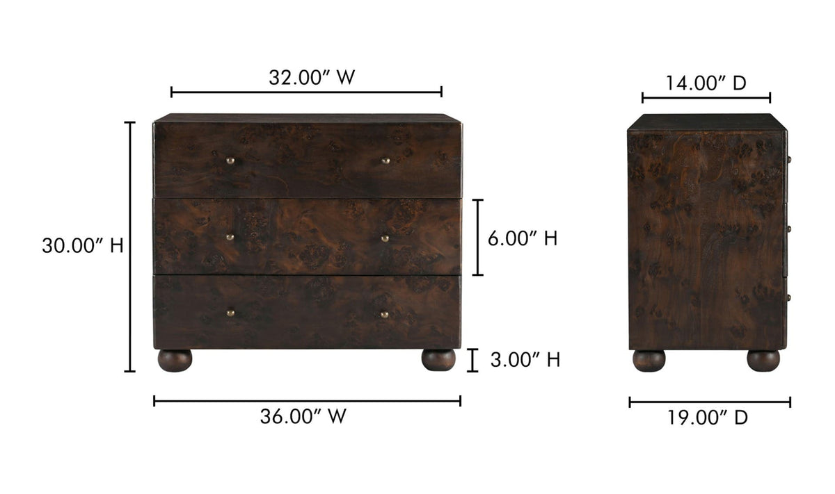 Ystad 3 Drawer Nightstand - Altera