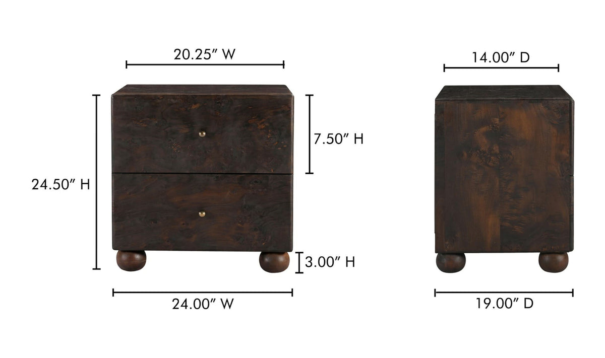 Dark Brown Burl dimensions